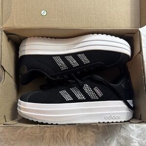 Adidas VL Court Bold Black Sparkle Glitter Youth Platform Shoes IH0771 Skate New